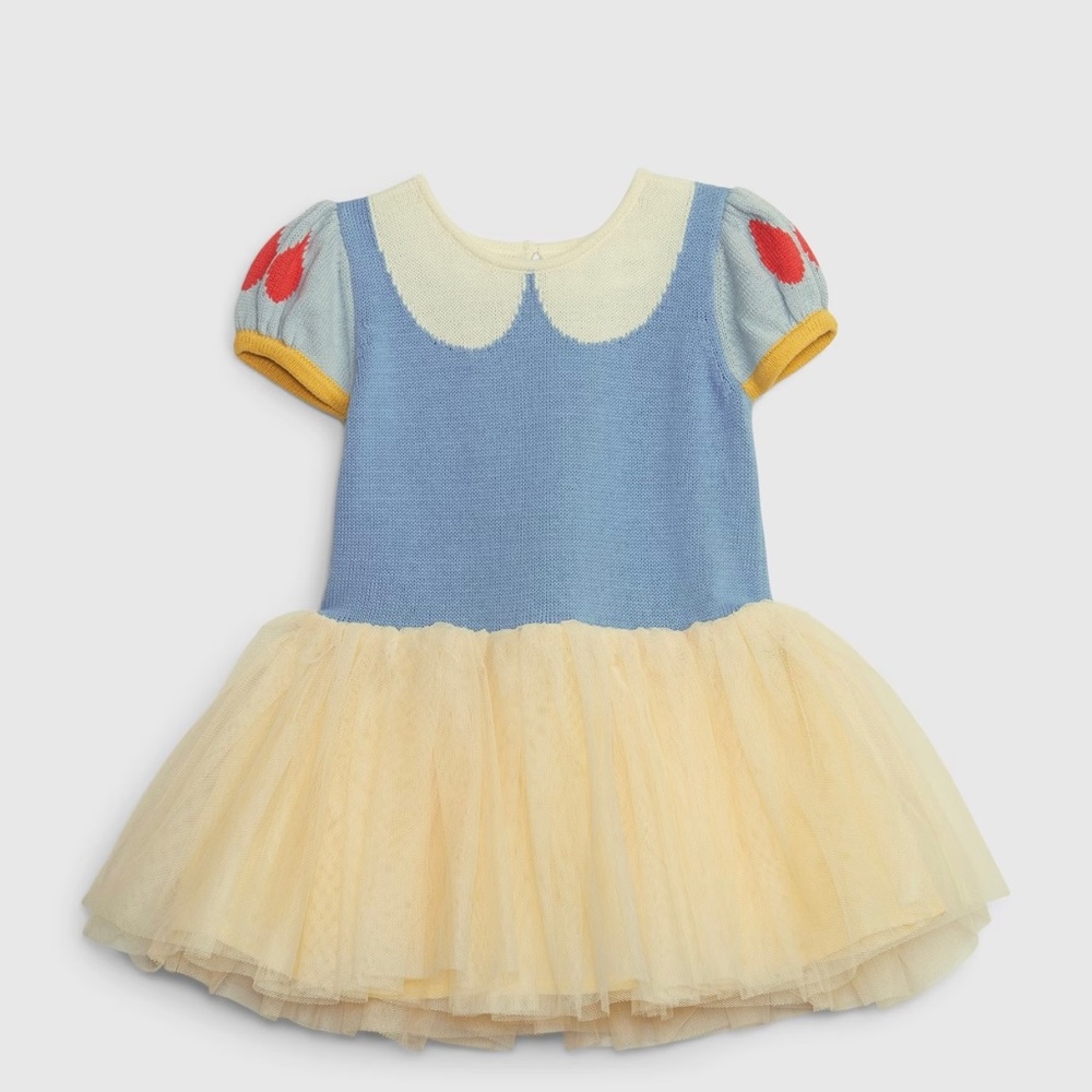 GAP Blue and Cream Tulle Dress with Red Accent